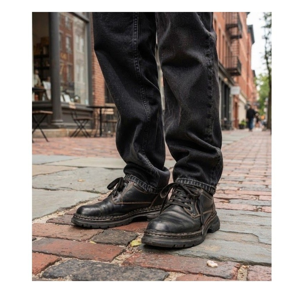 Born Mens 10.5 M3019 Black Leather Oxford Lug Sole Hand Crafted Rugged Casual
